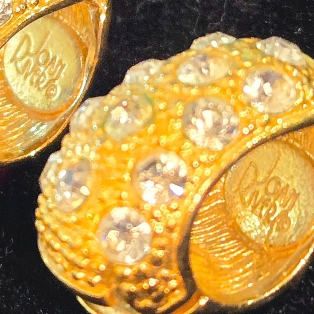 Joan Rivers Reversible Earrings Gold Tone Enamel & Rhinestone Clip On VTG 1990's